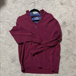 Polo by Ralph Lauren Men's Maroon Quarter-Zip Sweater